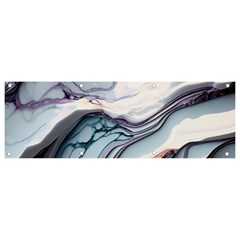 Marble Abstract White Pink Dark Art Banner And Sign 9  X 3  by Pakemis