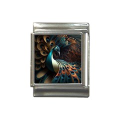 Peacock Bird Feathers Colorful Texture Abstract Italian Charm (13mm) by Pakemis