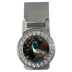 Peacock Bird Feathers Colorful Texture Abstract Money Clips (cz)  by Pakemis