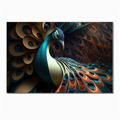 Peacock Bird Feathers Colorful Texture Abstract Postcard 4 x 6  (pkg Of 10) by Pakemis