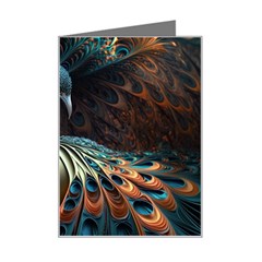 Peacock Bird Feathers Colorful Texture Abstract Mini Greeting Card by Pakemis