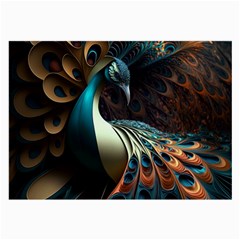 Peacock Bird Feathers Colorful Texture Abstract Large Glasses Cloth by Pakemis