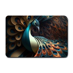 Peacock Bird Feathers Colorful Texture Abstract Small Doormat by Pakemis