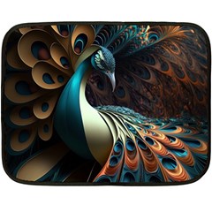 Peacock Bird Feathers Colorful Texture Abstract One Side Fleece Blanket (mini) by Pakemis