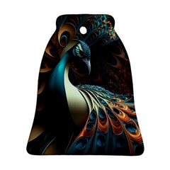 Peacock Bird Feathers Colorful Texture Abstract Ornament (bell) by Pakemis