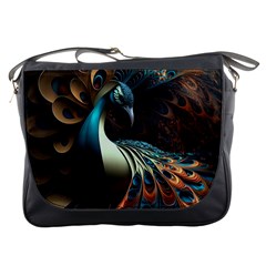 Peacock Bird Feathers Colorful Texture Abstract Messenger Bag by Pakemis