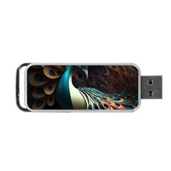 Peacock Bird Feathers Colorful Texture Abstract Portable Usb Flash (one Side) by Pakemis