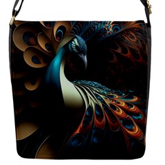 Peacock Bird Feathers Colorful Texture Abstract Flap Closure Messenger Bag (s) by Pakemis