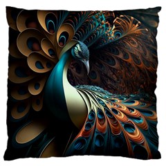 Peacock Bird Feathers Colorful Texture Abstract Standard Premium Plush Fleece Cushion Case (one Side) by Pakemis