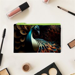 Peacock Bird Feathers Colorful Texture Abstract Cosmetic Bag (xs) by Pakemis