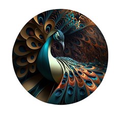 Peacock Bird Feathers Colorful Texture Abstract Mini Round Pill Box by Pakemis