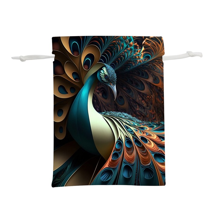 Peacock Bird Feathers Colorful Texture Abstract Lightweight Drawstring Pouch (S)