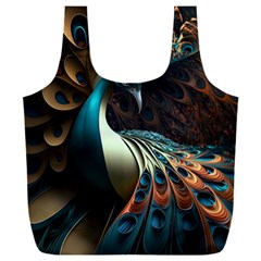 Peacock Bird Feathers Colorful Texture Abstract Full Print Recycle Bag (xxl) by Pakemis