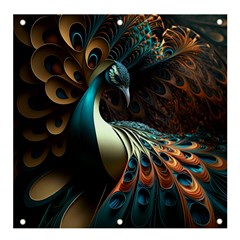 Peacock Bird Feathers Colorful Texture Abstract Banner And Sign 4  X 4 