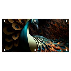 Peacock Bird Feathers Colorful Texture Abstract Banner And Sign 6  X 3  by Pakemis