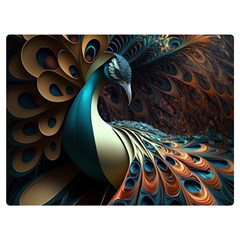 Peacock Bird Feathers Colorful Texture Abstract One Side Premium Plush Fleece Blanket (extra Small) by Pakemis