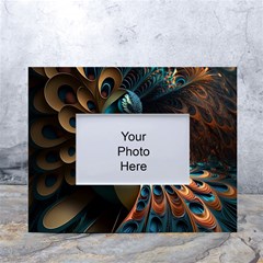 Peacock Bird Feathers Colorful Texture Abstract White Tabletop Photo Frame 4 x6  by Pakemis