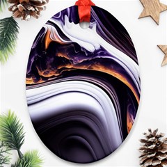 Marble Abstract Water Gold Dark Pink Purple Art Ornament (oval) by Pakemis