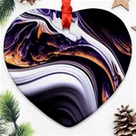 Marble Abstract Water Gold Dark Pink Purple Art Ornament (Heart) Front