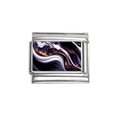 Marble Abstract Water Gold Dark Pink Purple Art Italian Charm (9mm)