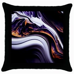 Marble Abstract Water Gold Dark Pink Purple Art Throw Pillow Case (black) by Pakemis