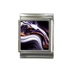 Marble Abstract Water Gold Dark Pink Purple Art Italian Charm (13mm)