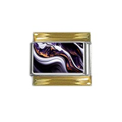 Marble Abstract Water Gold Dark Pink Purple Art Gold Trim Italian Charm (9mm)