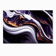 Marble Abstract Water Gold Dark Pink Purple Art Postcards 5  x 7  (Pkg of 10)