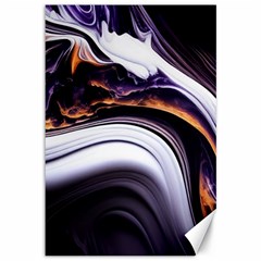 Marble Abstract Water Gold Dark Pink Purple Art Canvas 12  x 18 