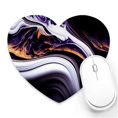 Marble Abstract Water Gold Dark Pink Purple Art Heart Mousepad by Pakemis