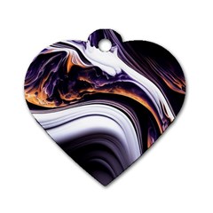 Marble Abstract Water Gold Dark Pink Purple Art Dog Tag Heart (Two Sides)