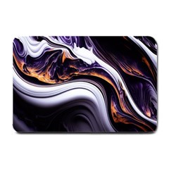 Marble Abstract Water Gold Dark Pink Purple Art Small Doormat