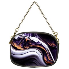 Marble Abstract Water Gold Dark Pink Purple Art Chain Purse (Two Sides)