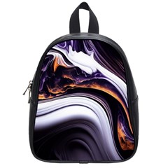 Marble Abstract Water Gold Dark Pink Purple Art School Bag (Small)