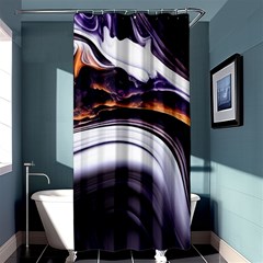 Marble Abstract Water Gold Dark Pink Purple Art Shower Curtain 36  x 72  (Stall) 