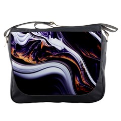 Marble Abstract Water Gold Dark Pink Purple Art Messenger Bag by Pakemis