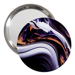 Marble Abstract Water Gold Dark Pink Purple Art 3  Handbag Mirrors by Pakemis