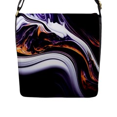 Marble Abstract Water Gold Dark Pink Purple Art Flap Closure Messenger Bag (l) by Pakemis