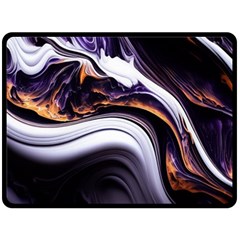 Marble Abstract Water Gold Dark Pink Purple Art Fleece Blanket (Large)