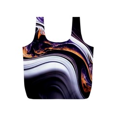 Marble Abstract Water Gold Dark Pink Purple Art Full Print Recycle Bag (S)