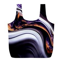 Marble Abstract Water Gold Dark Pink Purple Art Full Print Recycle Bag (l) by Pakemis