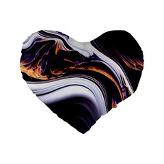 Marble Abstract Water Gold Dark Pink Purple Art Standard 16  Premium Flano Heart Shape Cushions