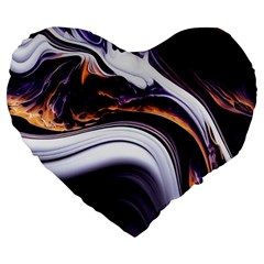 Marble Abstract Water Gold Dark Pink Purple Art Large 19  Premium Flano Heart Shape Cushions