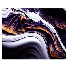 Marble Abstract Water Gold Dark Pink Purple Art Premium Plush Fleece Blanket (Medium)