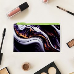 Marble Abstract Water Gold Dark Pink Purple Art Cosmetic Bag (XS)