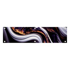 Marble Abstract Water Gold Dark Pink Purple Art Banner and Sign 4  x 1 