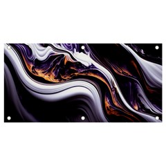 Marble Abstract Water Gold Dark Pink Purple Art Banner and Sign 4  x 2 