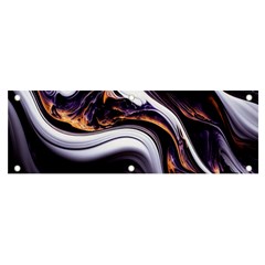 Marble Abstract Water Gold Dark Pink Purple Art Banner And Sign 6  X 2  by Pakemis