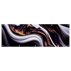 Marble Abstract Water Gold Dark Pink Purple Art Banner and Sign 12  x 4 