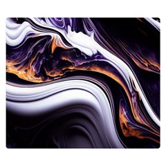 Marble Abstract Water Gold Dark Pink Purple Art One Side Premium Plush Fleece Blanket (small)